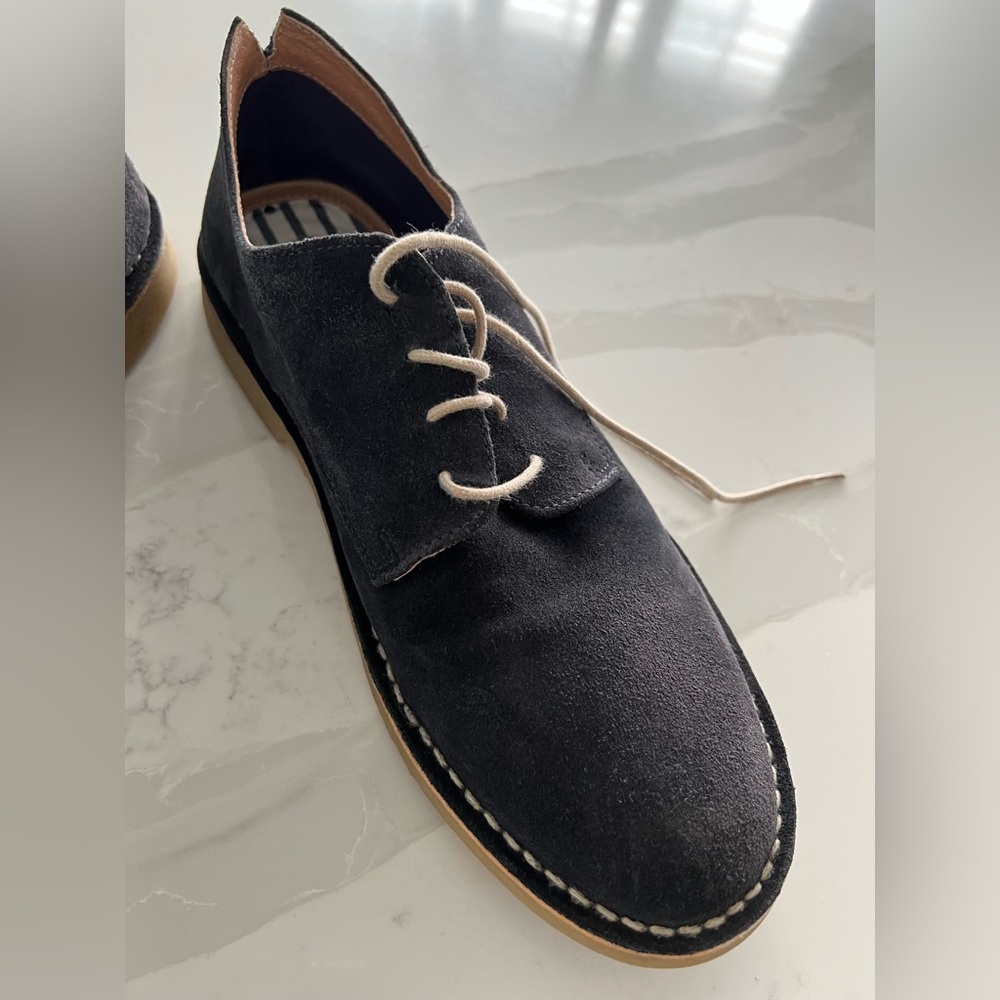 Mens Bespoken Navy Blue Suede Shoe - Picture 12 of 13